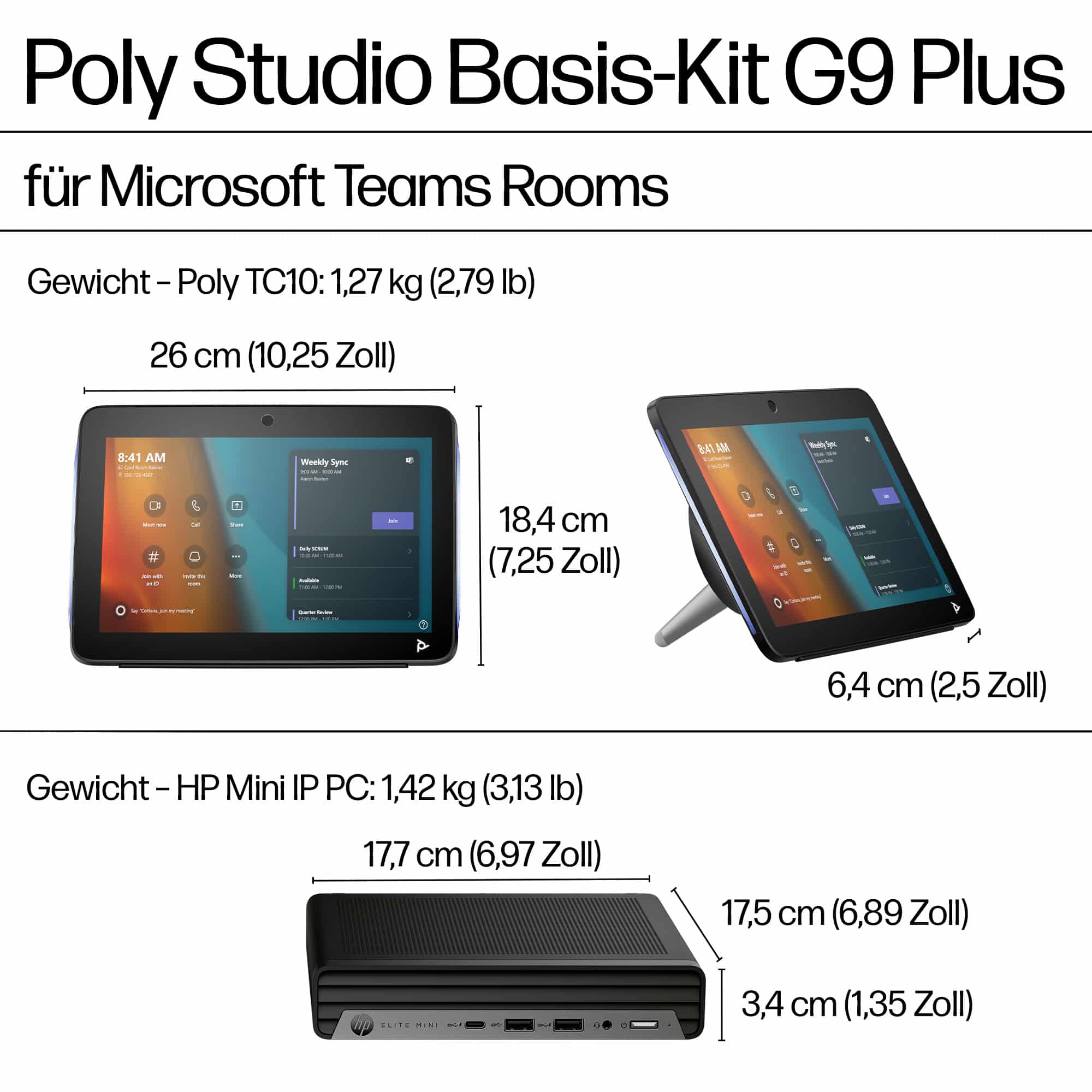 Poly Studio Base Kit G9 - Dimensions